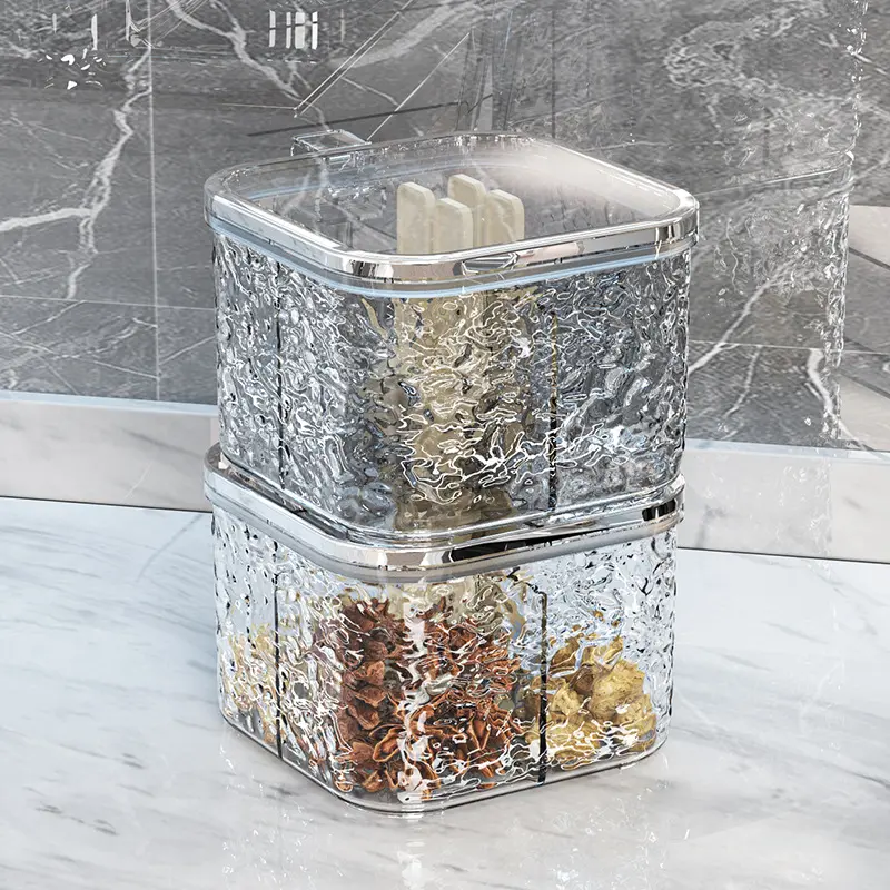 Kitchen seasoning boxwithspoon Salt jar Seasoning jar Household seasoning jar Salt box Plastic seasoning container Seasoning box