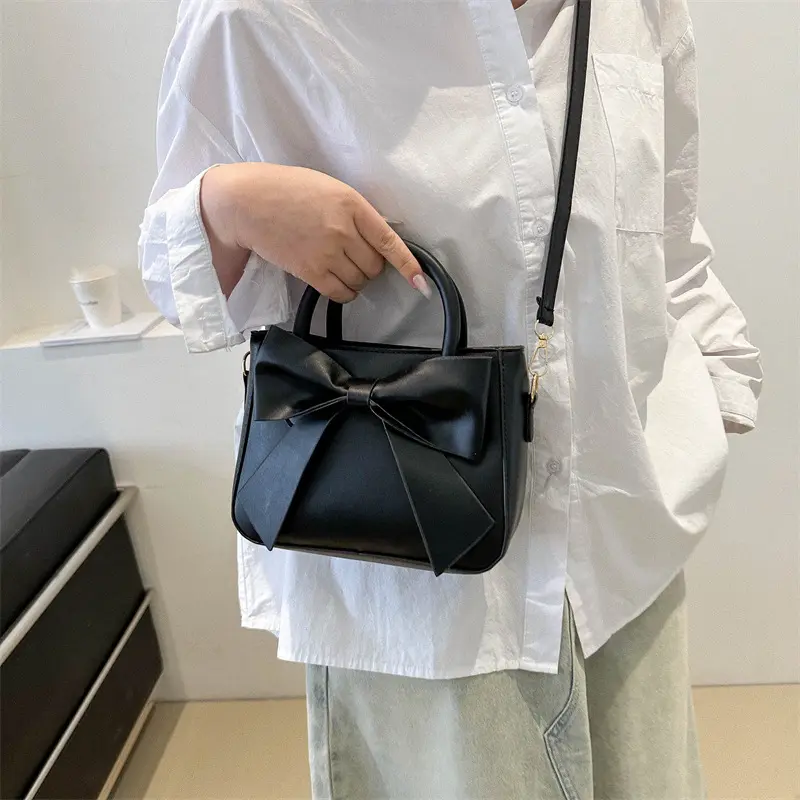 Spring new sweet small fresh fashion small square bag single shoulder crossbody bag simple fashion bow women's bag