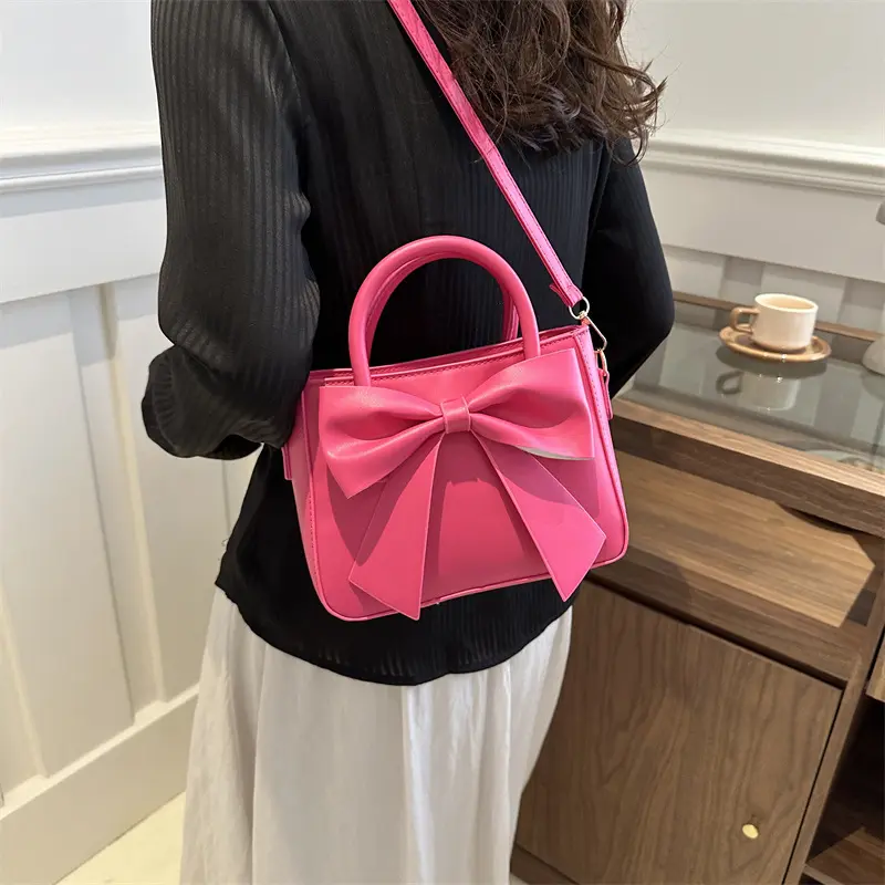 Spring new sweet small fresh fashion small square bag single shoulder crossbody bag simple fashion bow women's bag