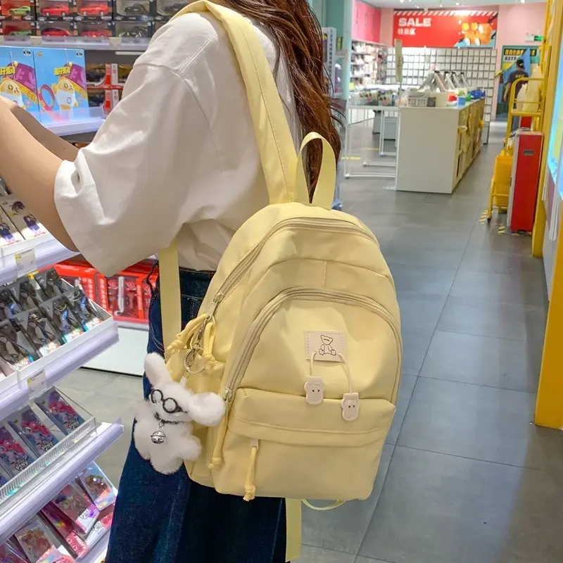 School bag female college student Korean version ins solid color simple versatile backpack women school bags