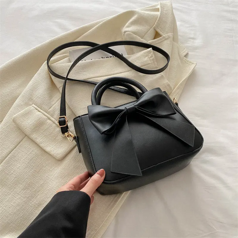 Spring new sweet small fresh fashion small square bag single shoulder crossbody bag simple fashion bow women's bag