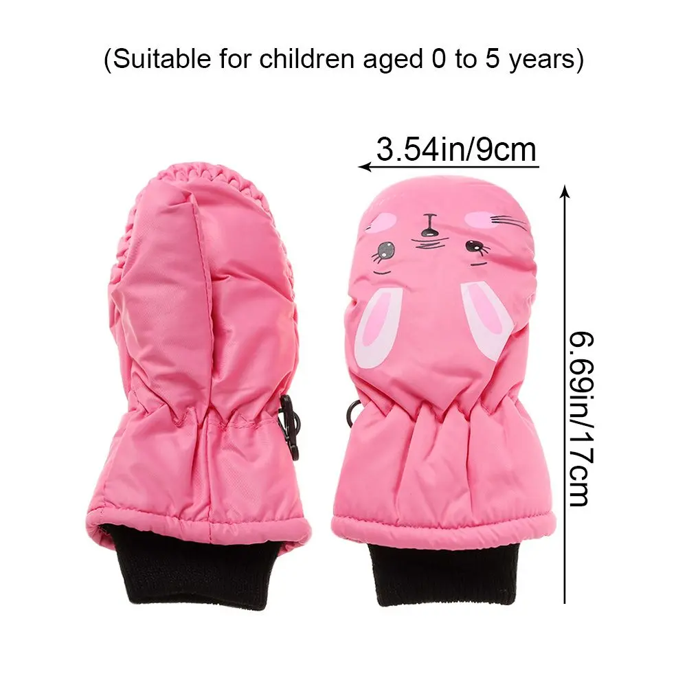 Kids Winter Ski Gloves Cartoon Rabbit Warm Mittens Non-slip Waterproof Windproof Outdoor Sports Cycling Gloves For Boys Girls