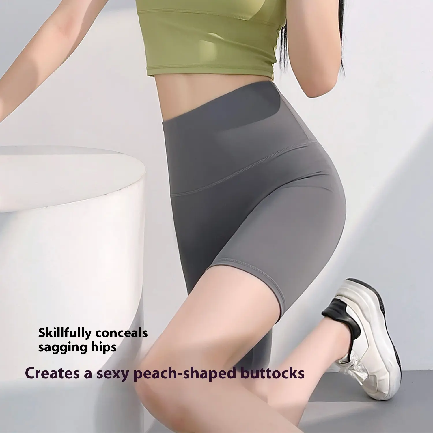 Juyatang No Embarrassment Line Yoga Shorts Sports Five-Point Pants Naked High Waist Hip Lifting Yoga Pants Short Women
