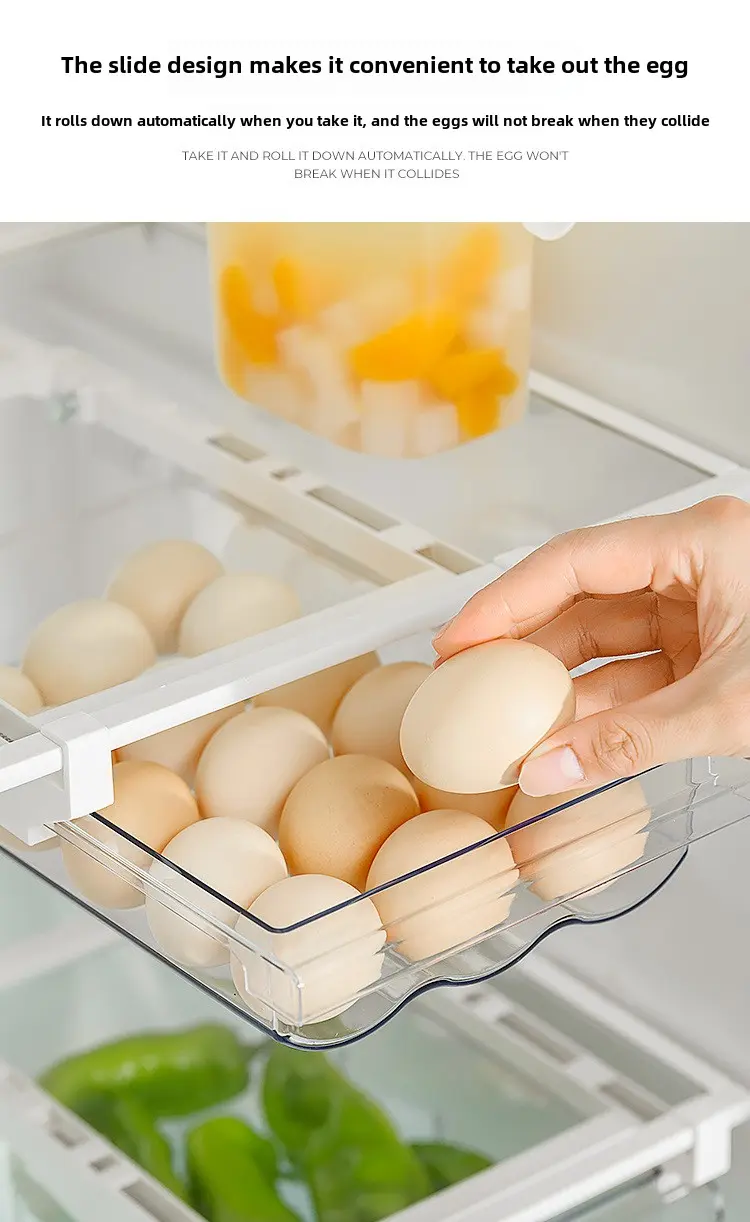 Refrigerator egg storage box Drawer kitchen egg rack frozen fruit and vegetable fresh-keeping box organizer