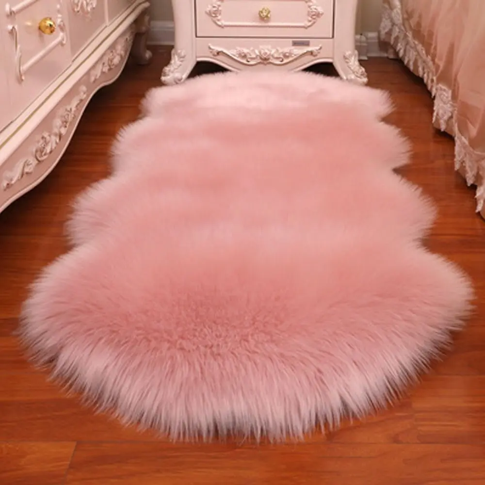 Washable Fluffy Shaggy Long Hair Carpet Floor Protection Non Slip Soft Rugs Faux Fur Bedroom Mats Sheepskin Rug