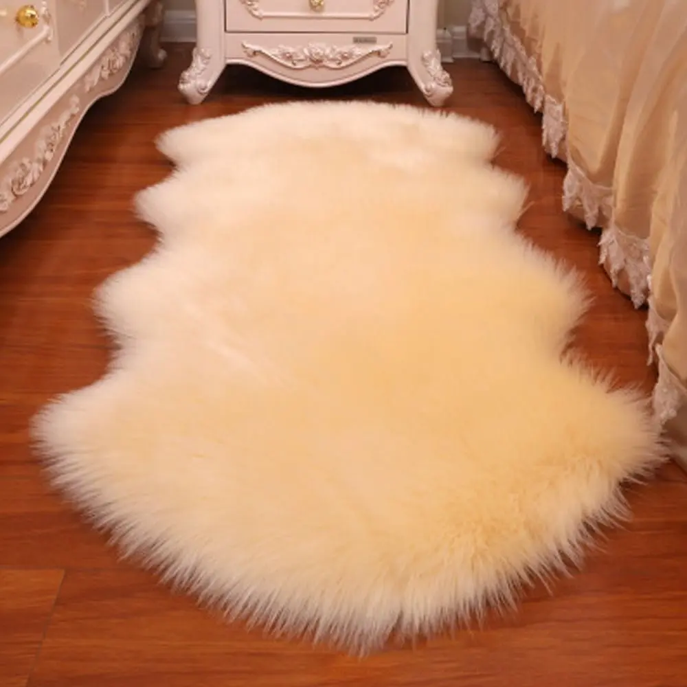 Washable Fluffy Shaggy Long Hair Carpet Floor Protection Non Slip Soft Rugs Faux Fur Bedroom Mats Sheepskin Rug