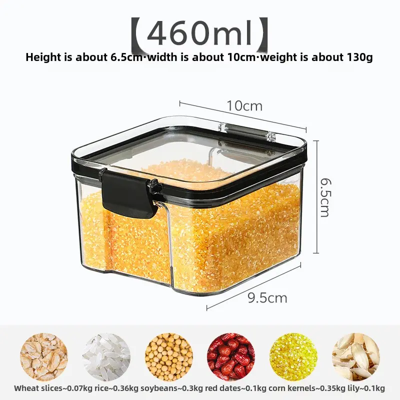 【 Thick square transparent sealed jar 】 Grain and miscellaneous grain kitchen storage jar box snack tea storage jar