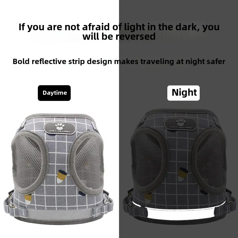 Pet chest strap Reflective breathable dog leash Small vest pet leash kitten accessories  kitten collar