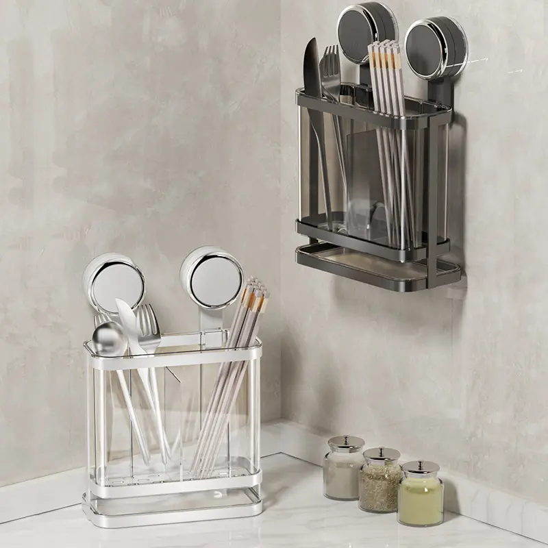 Suction cup chopsticks tube storage rack Household kitchen storage box Chopsticks cage Chopsticks rack storage rack