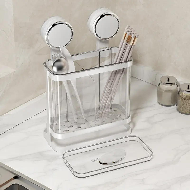 Suction cup chopsticks tube storage rack Household kitchen storage box Chopsticks cage Chopsticks rack storage rack