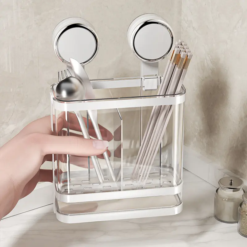 Suction cup chopsticks tube storage rack Household kitchen storage box Chopsticks cage Chopsticks rack storage rack