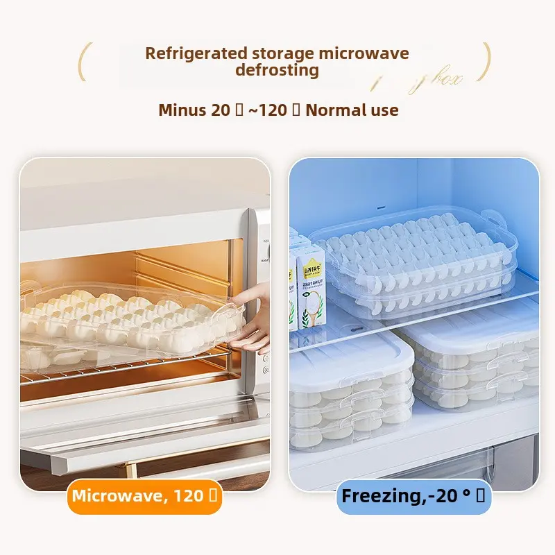 Frozen dumpling box Kitchen household crisper Multi-layer covered dumpling storage box Frozen frozen wonton crisper box