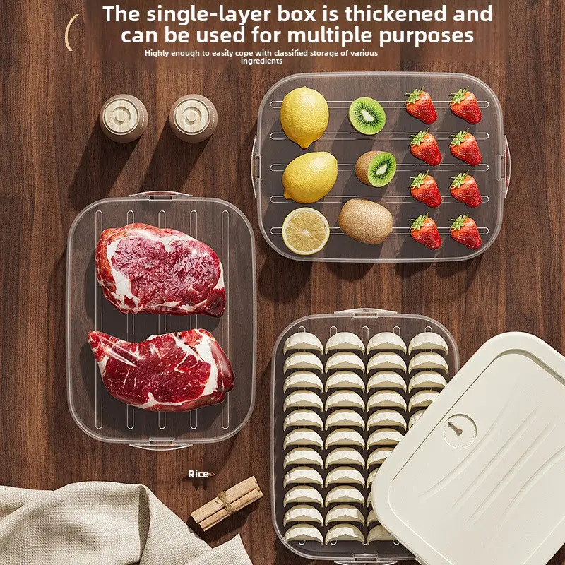Frozen dumpling box Kitchen household crisper Multi-layer covered dumpling storage box Frozen frozen wonton crisper box
