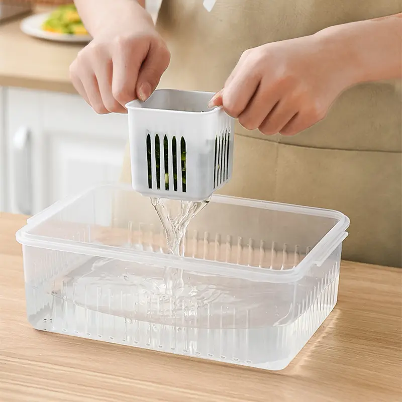 Drain fresh-keeping box six boxes prepared vegetable box Fruit drain ingredient box scallion ginger garlic box  container
