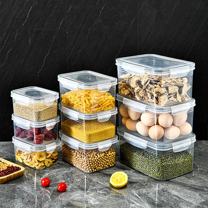 Kitchen food sealed crisper fruit and vegetable drain plastic storage box with lid refrigerator frozen fresh storage box