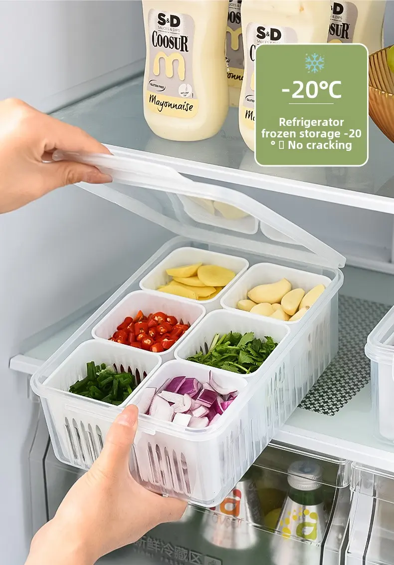 Drain fresh-keeping box six boxes prepared vegetable box Fruit drain ingredient box scallion ginger garlic box  container