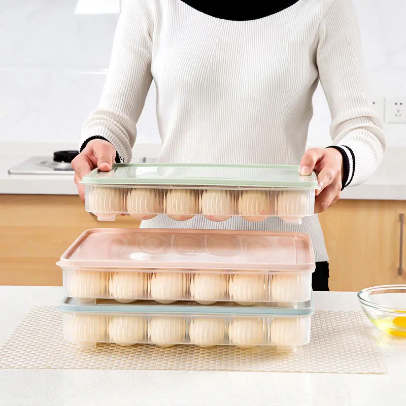 24 cell egg box Refrigerator egg storage container cell egg tray Kitchen with lid dustproof food storage box