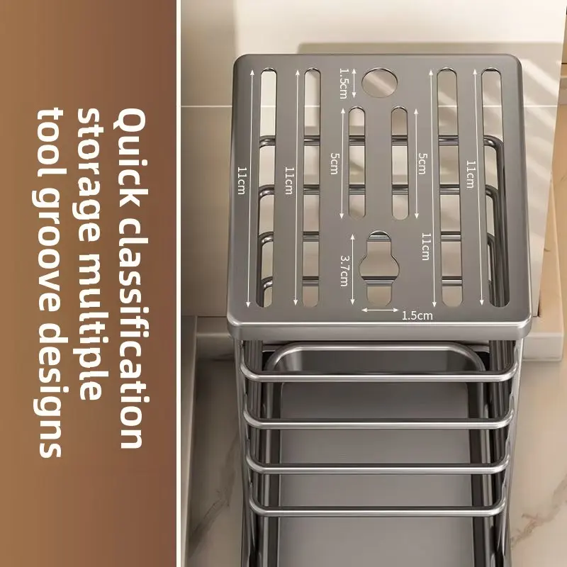 Kitchen knife holder countertop knife tool storage rack with drain tray multi-function knife holder storage rack dish rack