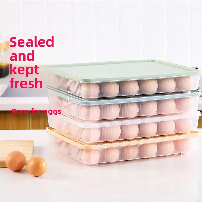 24 cell egg box Refrigerator egg storage container cell egg tray Kitchen with lid dustproof food storage box