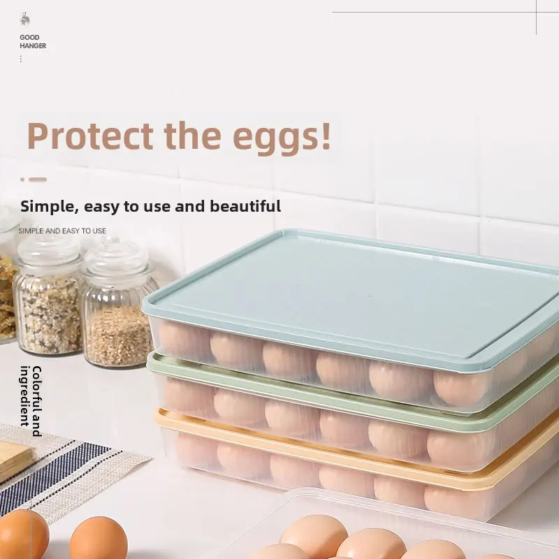 24 cell egg box Refrigerator egg storage container cell egg tray Kitchen with lid dustproof food storage box