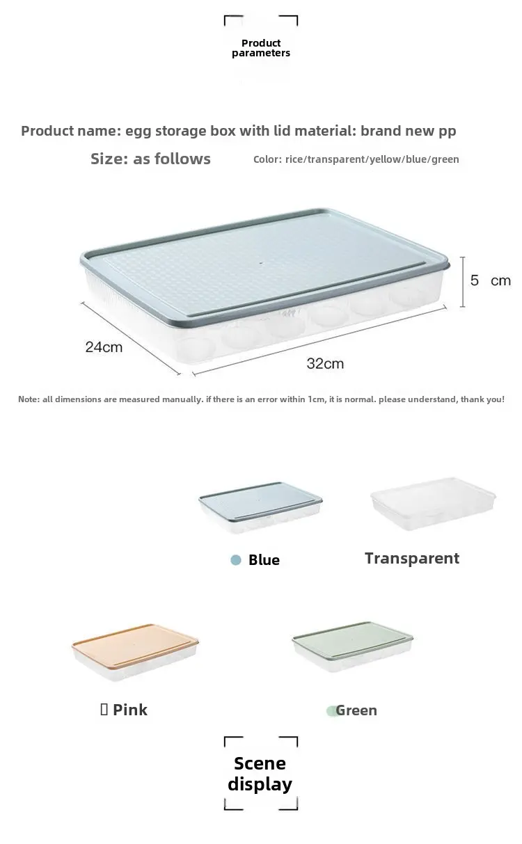 24 cell egg box Refrigerator egg storage container cell egg tray Kitchen with lid dustproof food storage box