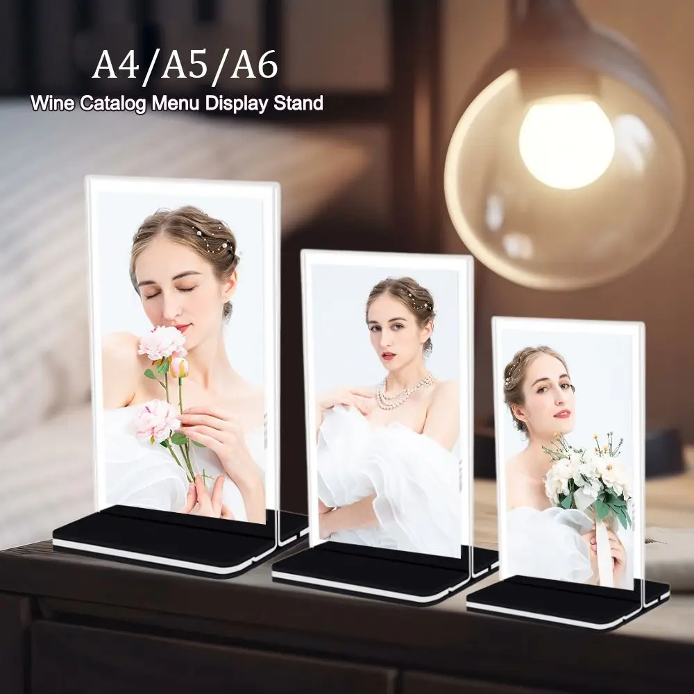 Transparent Acrylic Panel Menu Display Stand A4 Vertical Table Card Sign Collection Photo Protection Holder Album Postcard