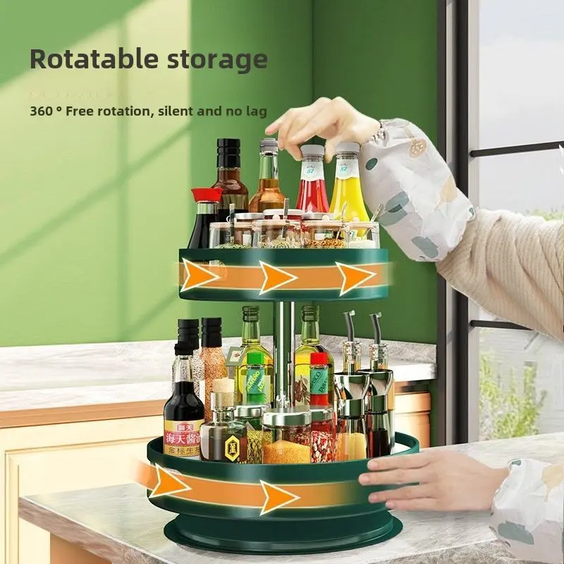 rotating condiment rack Household condiment round storage rack Modern simple style kitchen organizer accessories organizer