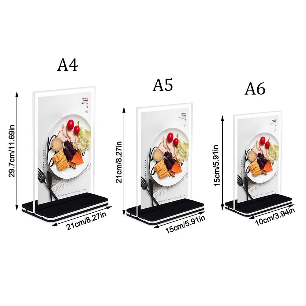 Transparent Acrylic Panel Menu Display Stand A4 Vertical Table Card Sign Collection Photo Protection Holder Album Postcard