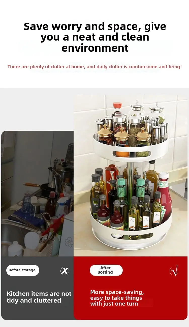 rotating condiment rack Household condiment round storage rack Modern simple style kitchen organizer accessories organizer