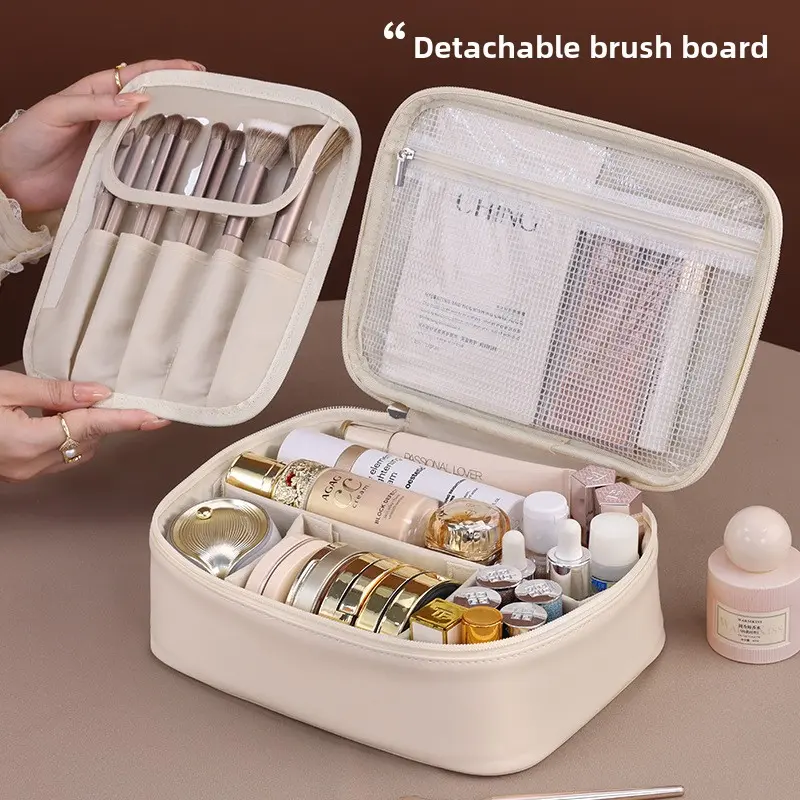 New split cosmetic bag large capacity advanced sense multi-functional cosmetic storage bag niche design make up bag