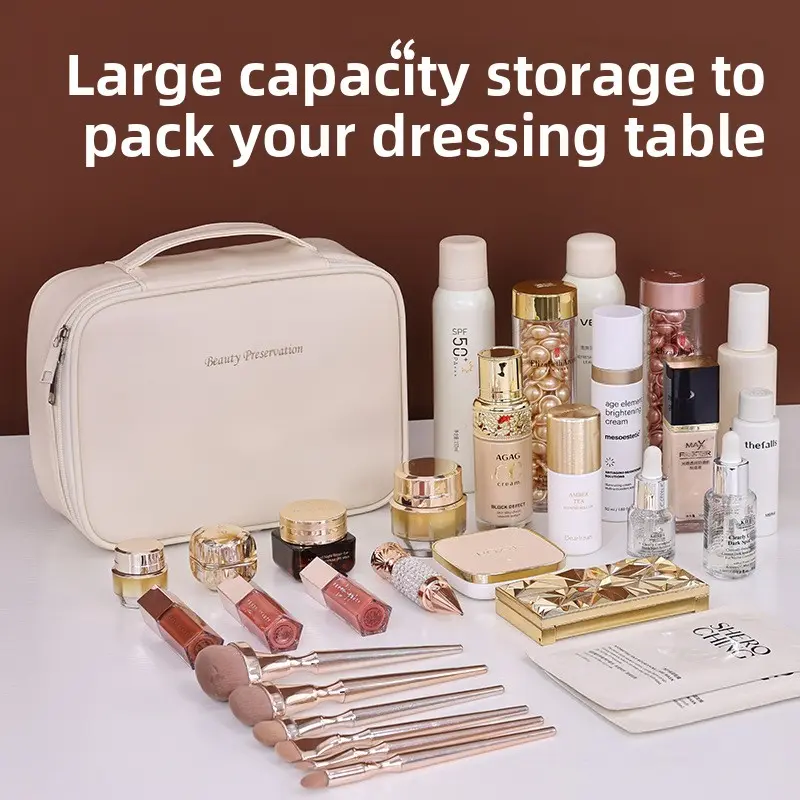 New split cosmetic bag large capacity advanced sense multi-functional cosmetic storage bag niche design make up bag