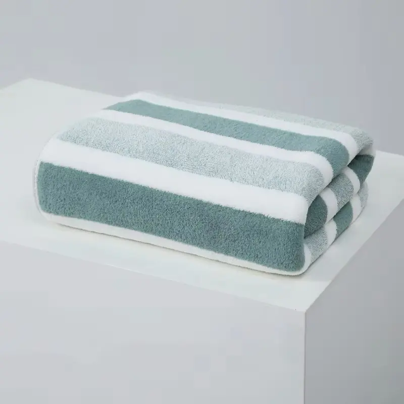 coral fleece Wide strip edge banding Large towel bath towel set soft and delicate Home towel