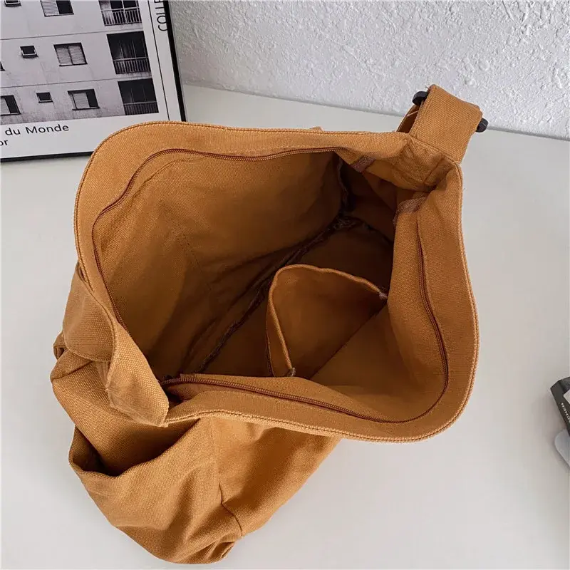 Tooling style single shoulder crossbody bag men and women ins canvas bag student class bag street large capacity art leisure bag