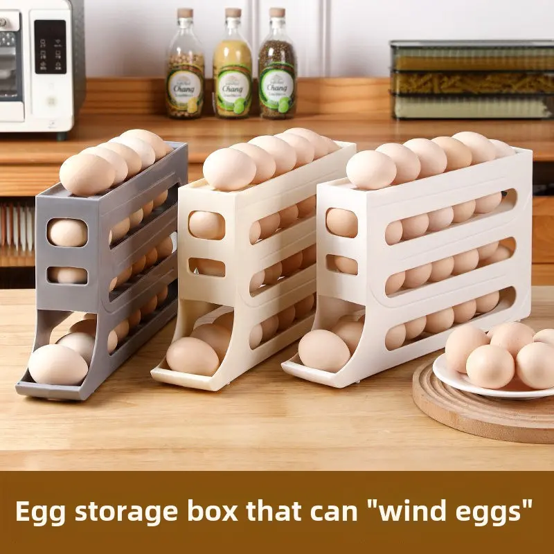 Rolling egg storage box Kitchen multi-layer automatic egg roller refrigerator side door egg storage box kitchen items