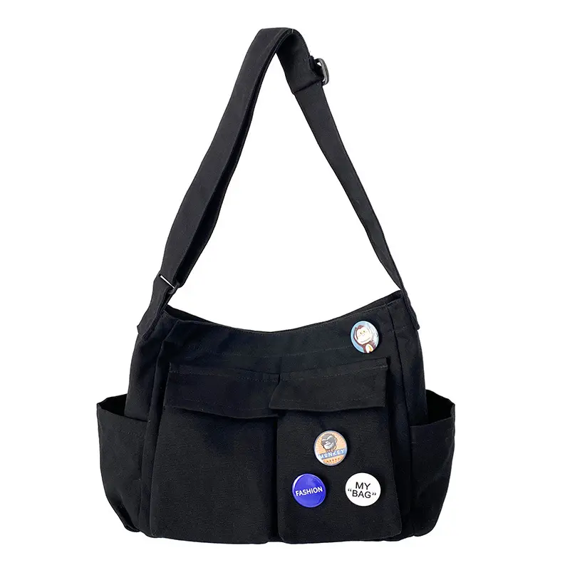 Tooling style single shoulder crossbody bag men and women ins canvas bag student class bag street large capacity art leisure bag