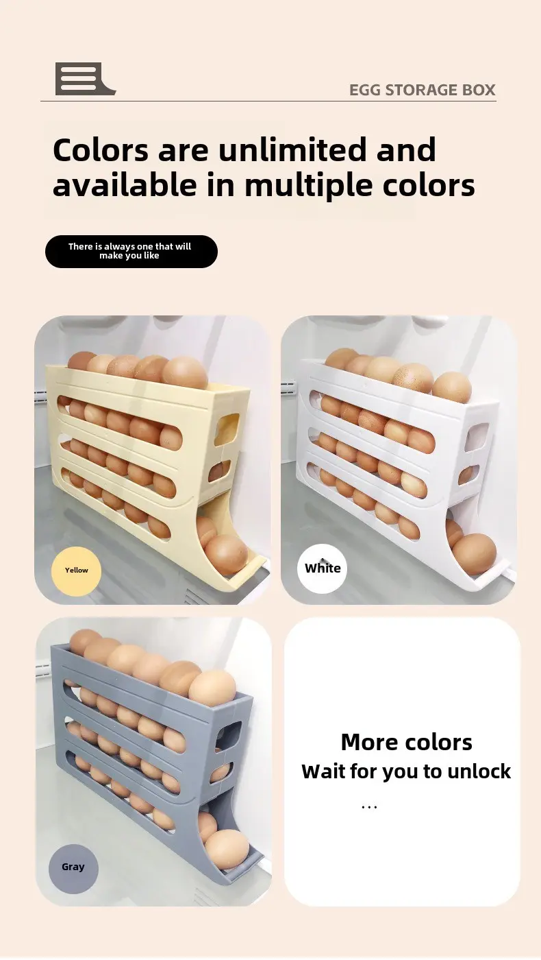 Rolling egg storage box Kitchen multi-layer automatic egg roller refrigerator side door egg storage box kitchen items