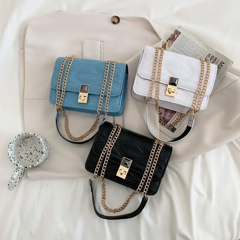 Popular texture female bag all new trend single shoulder crossbody small square bag chain fashion diamond check underarm bag