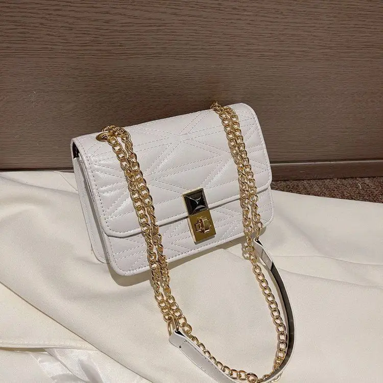 Popular texture female bag all new trend single shoulder crossbody small square bag chain fashion diamond check underarm bag