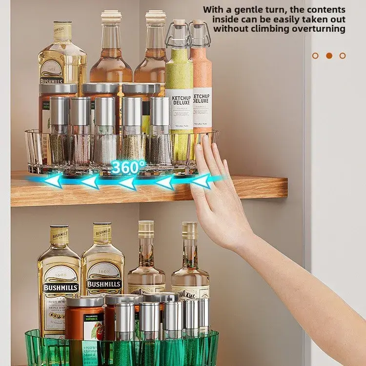 Kitchen rotating seasoning rack countertop special rotating storage device household multi-functional seasoning storage box