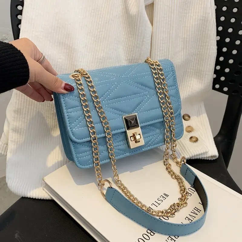 Popular texture female bag all new trend single shoulder crossbody small square bag chain fashion diamond check underarm bag