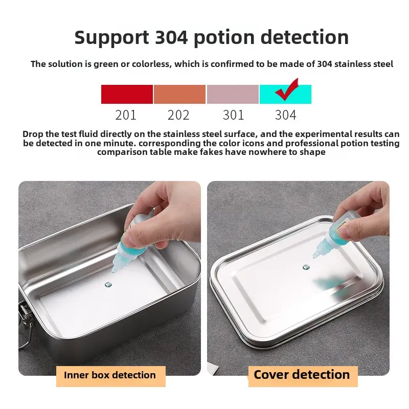304 stainless steel lunch box with bento crisper sealed storage box leak-proof square box food storage containers