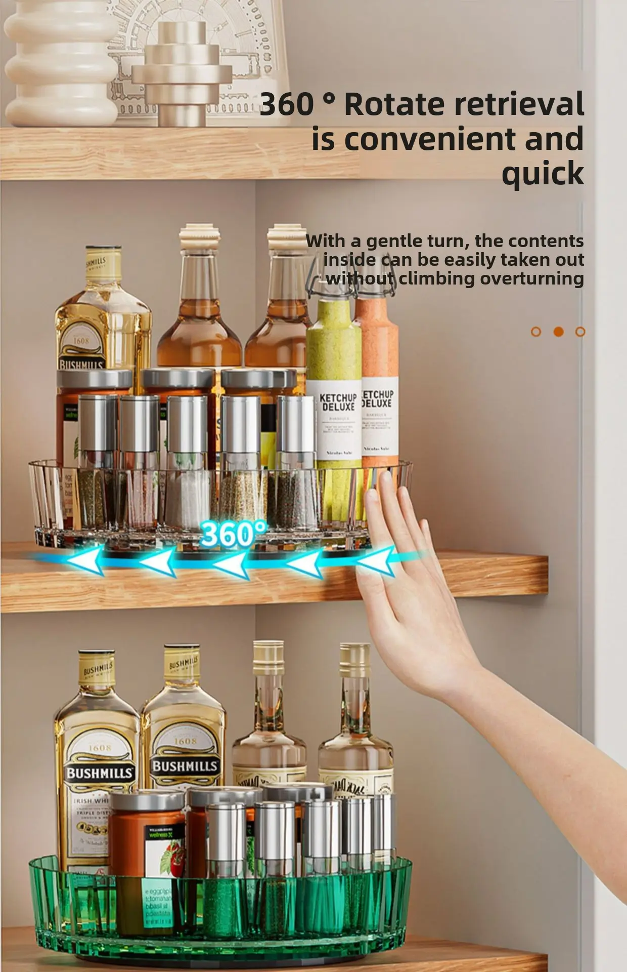 Kitchen rotating seasoning rack countertop special rotating storage device household multi-functional seasoning storage box