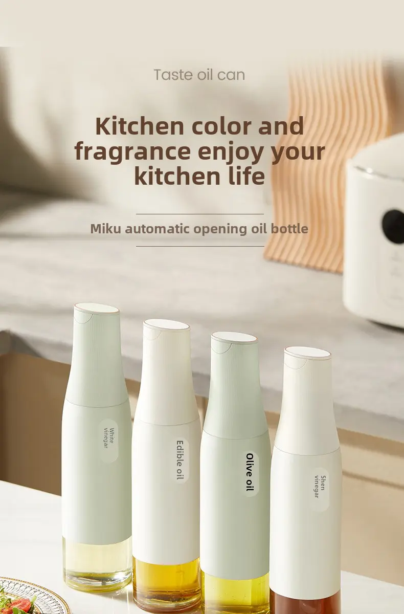 Kitchen leakproof oil can automatically open and close seasoning bottle Glass oil can sauce bottle Household gravity oil bottle