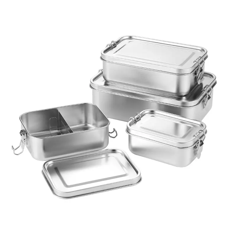 304 stainless steel lunch box with bento crisper sealed storage box leak-proof square box food storage containers