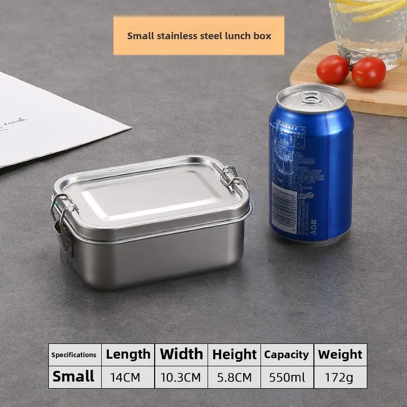 304 stainless steel lunch box with bento crisper sealed storage box leak-proof square box food storage containers