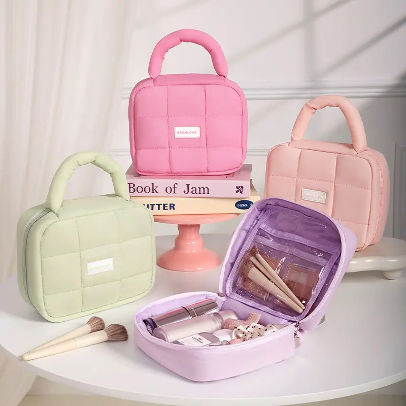 Moisturizing Puff square storage bag Candy color cotton soft hand makeup bag Makeup bag large capacity advanced sense