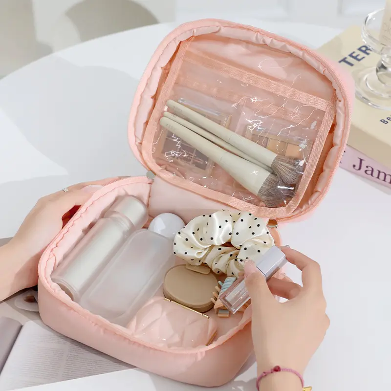 Moisturizing Puff square storage bag Candy color cotton soft hand makeup bag Makeup bag large capacity advanced sense