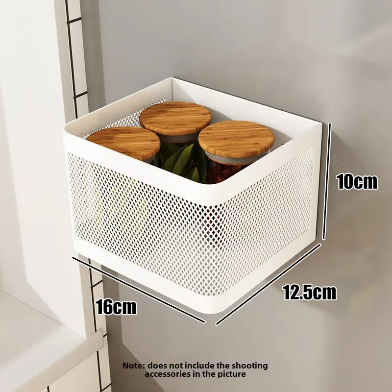 Kitchen shelf side storage Refrigerator side magnetic plastic wrap bag storage box Seasoning storage shelf free of holes