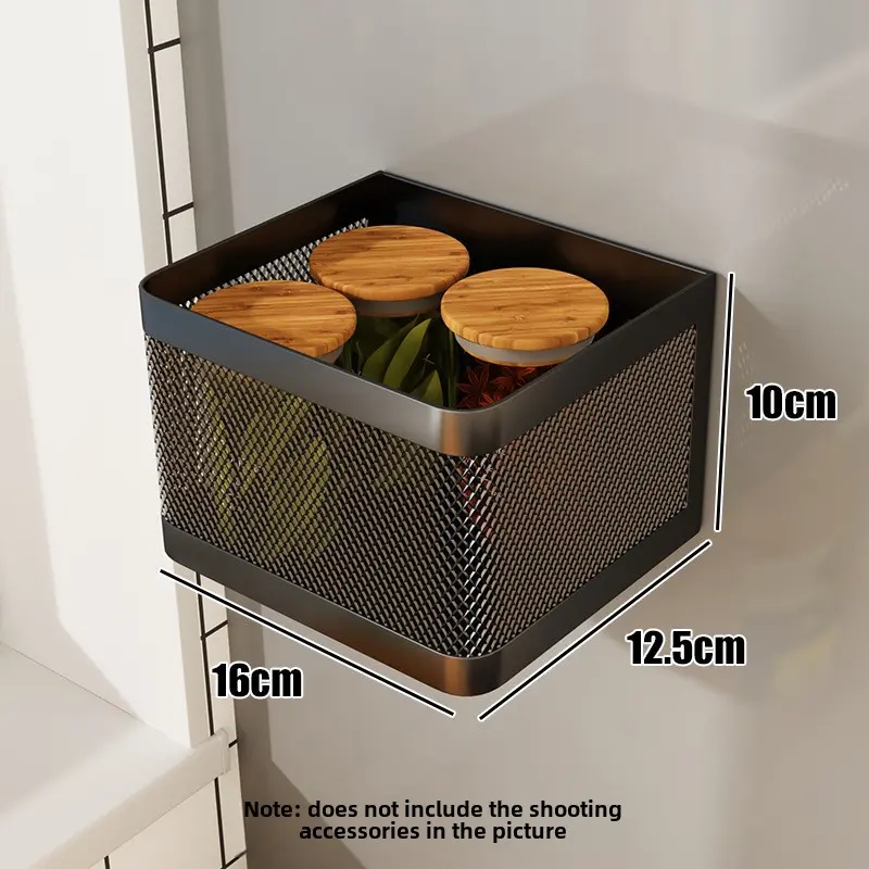 Kitchen shelf side storage Refrigerator side magnetic plastic wrap bag storage box Seasoning storage shelf free of holes