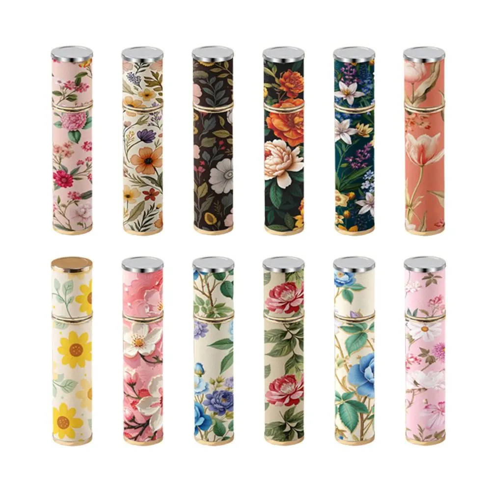 Fashion PU Leather Perfume Bottle 10ml Floral Cosmetic Container Leak-proof Empty Perfume Atomizer Bottle for Travel